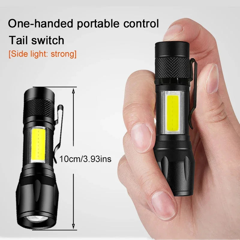 lampe torche rechargeable uv led noire 100m lumiere intense variateur clips moderne
