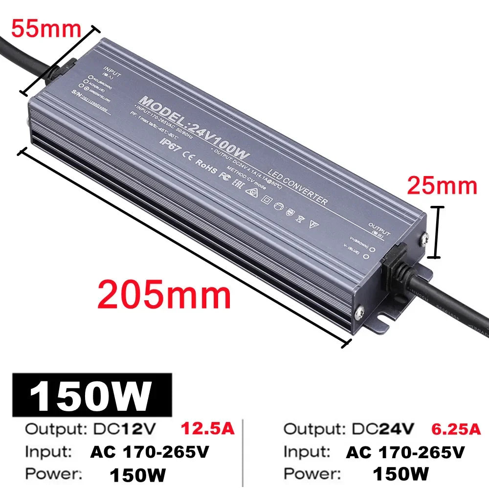driver led étanche gris métallisé alimentation secteur 12v 24v éclairage extérieur