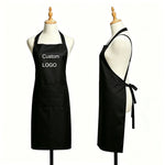 tablier noir uni élastiques poche classique cuisine restaurant opacité polyester