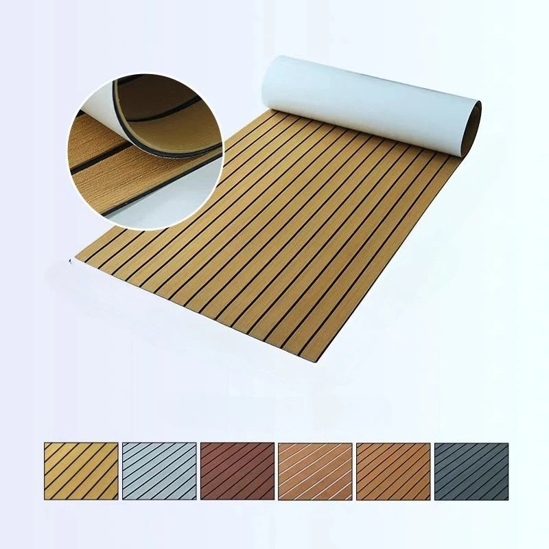 tapis sol auto adhésif eva gris marron bleu marine rayures horizontales moderne yacht bateau