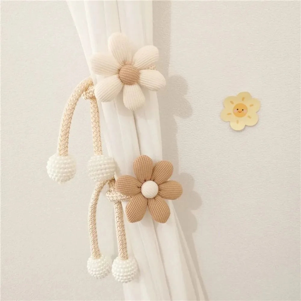 rideau fleuri accessoire fenêtre ours coton moderne beige blanc opacité
