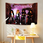 tapisserie vintage rock groupe musical Cinderella Nobody's Fool 1986 chambre noir blanc bleu rouge