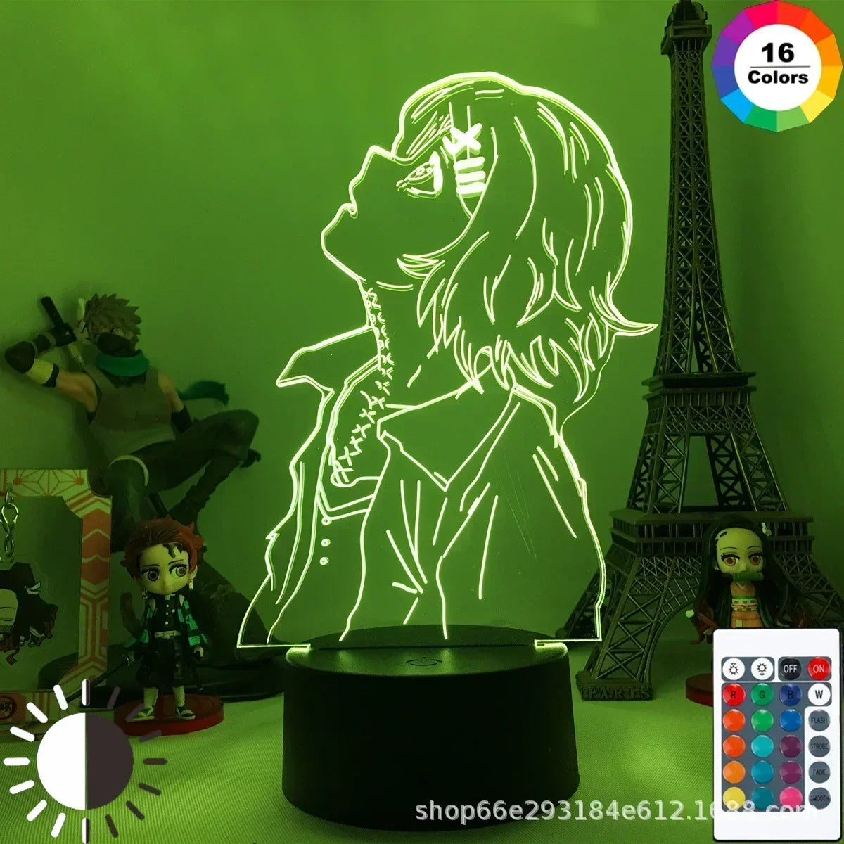 lampe led dessin animé blanc base noire controle nuit chambre decoration 18x10cm