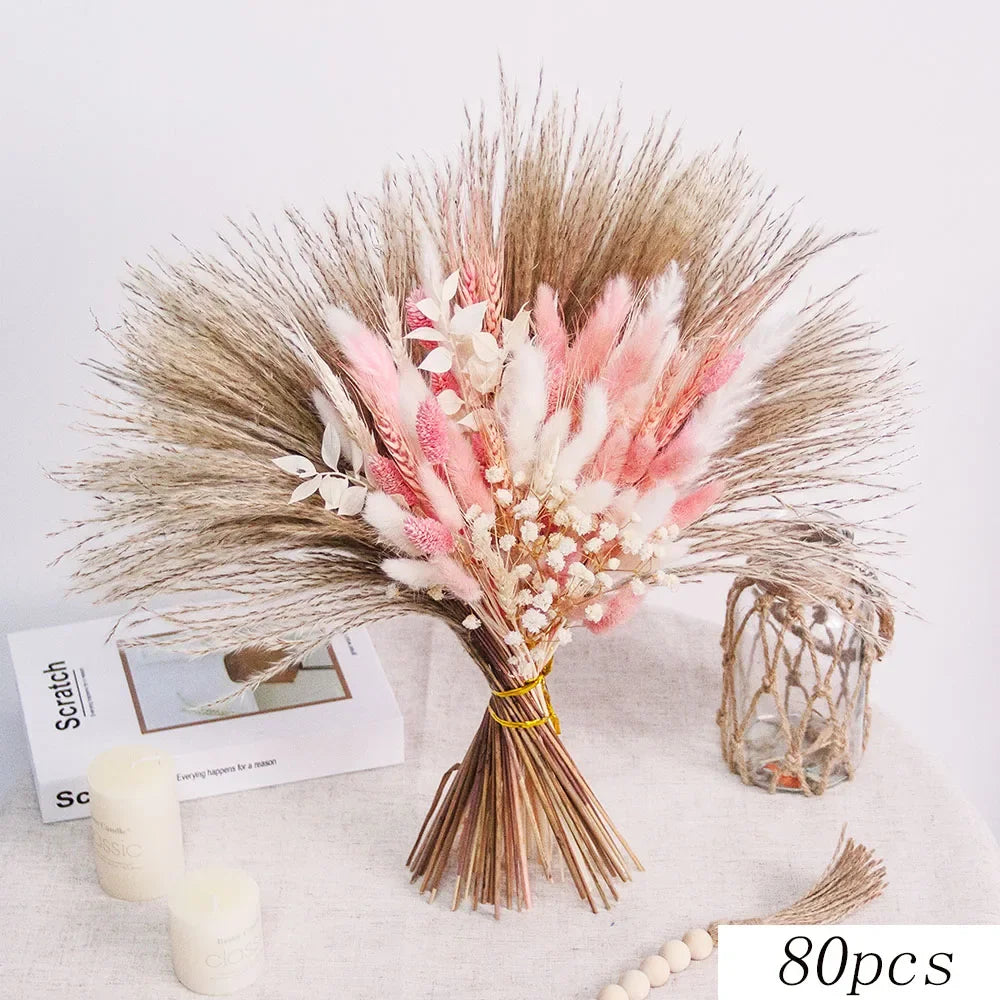 bouquet graminées séchées pampas blondes beiges vases décor maison anniversaire mariage