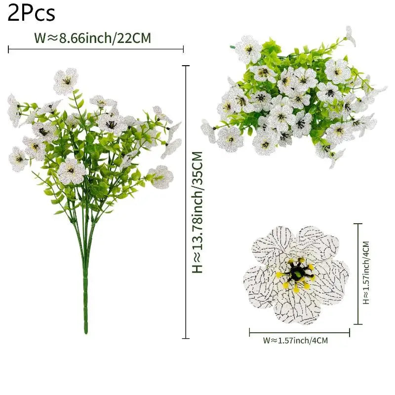 décoration intérieure moderne bouquet artificiel violet fleurs simples feuilles vertes polyester