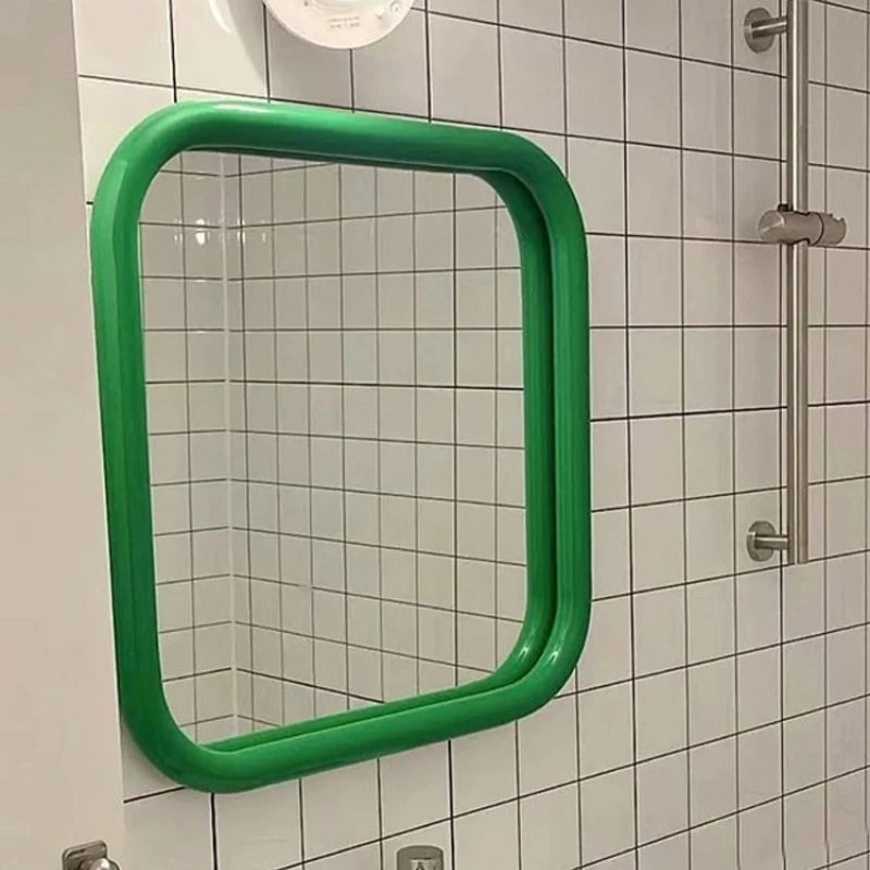 miroir mural moderne argenté vert rouge simple fixé mur contemporain