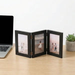 cadre photo triplé bois clair noir minimaliste charnières photos décoratives pouces pouces blanc foncé
