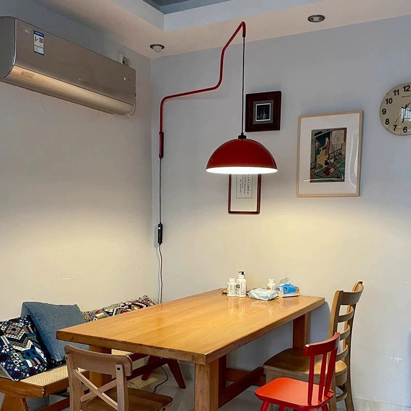 lampe murale rouge moderne bras articulé éclairage quotidien led scandinave fixée mur