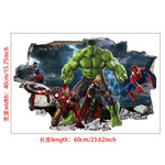 sticker mural 3d super héros hulk iron man captain america thor rouge bleu vert