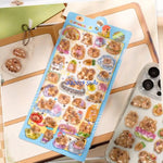 sticker 3d kawaii relief dessins animés lapins fruits opaques rose bleu blanc