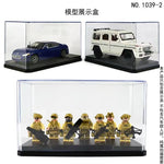 boîtes rangement transparentes figurines lego voitures miniatures accessoires jouets boîtes présentation personnages diversément habillés