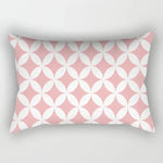 taie d'oreiller rectangulaire rose blanc doré motif géométrique moderne lit chambre décoration maison