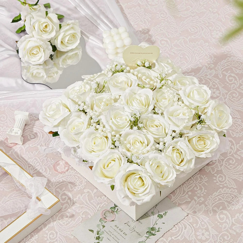 bouquet roses artificielles classiques blanc rouge violet intérieur mariage décoration anniversaire baby shower