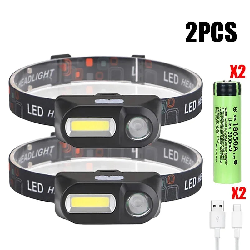 lampe frontale led rechargeable usb noir gris rouge camping cyclisme