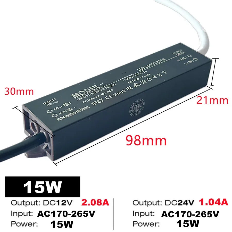 driver led étanche gris métallisé alimentation secteur 12v 24v éclairage extérieur