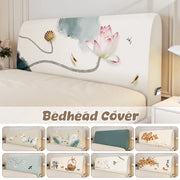 housse tête lit élastique protection anti poussière motifs floraux asiatiques couleurs vives