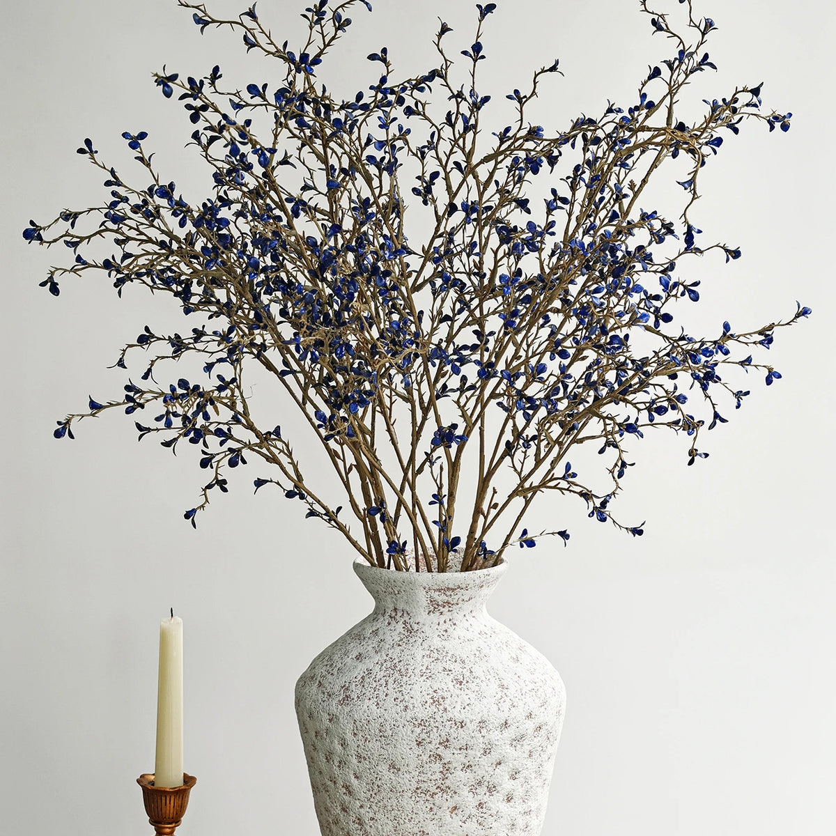 branche artificielle feuilles simples vase décoration intérieure naturelle minimaliste noir jaune rose violet bleu