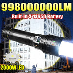 lampe torche rechargeable laser 30w intense réglable lanière noir moderne