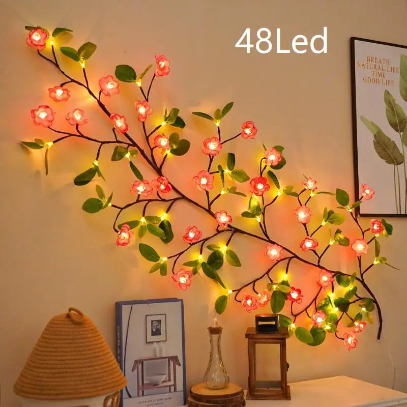 décoration murale guirlande lumineuse feuilles érable fleurs branches flexibles led
