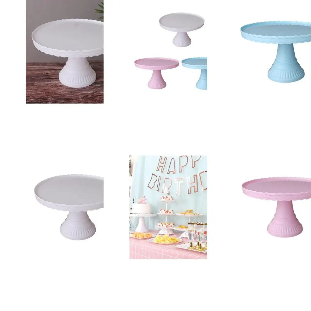 présentoir gâteaux plastique blanc rose bleu bordures ondulées moderne festif anniversaire mariageDecorationTableFestive