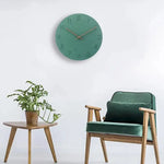 horloge murale moderne vert menthe bleu gris rouille minimaliste aiguille quartz 29cm bois texturé