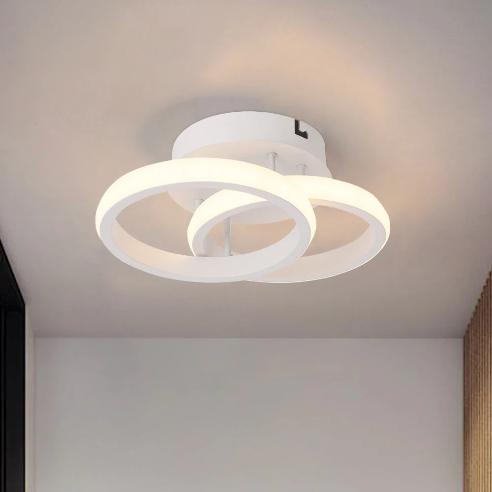 lampe moderne ruban led blanc noir circulaire anneaux superposés suction sécurité