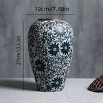 vases céramique blanc noir floral traditionnels classiques salon entrée decoration cylindrique