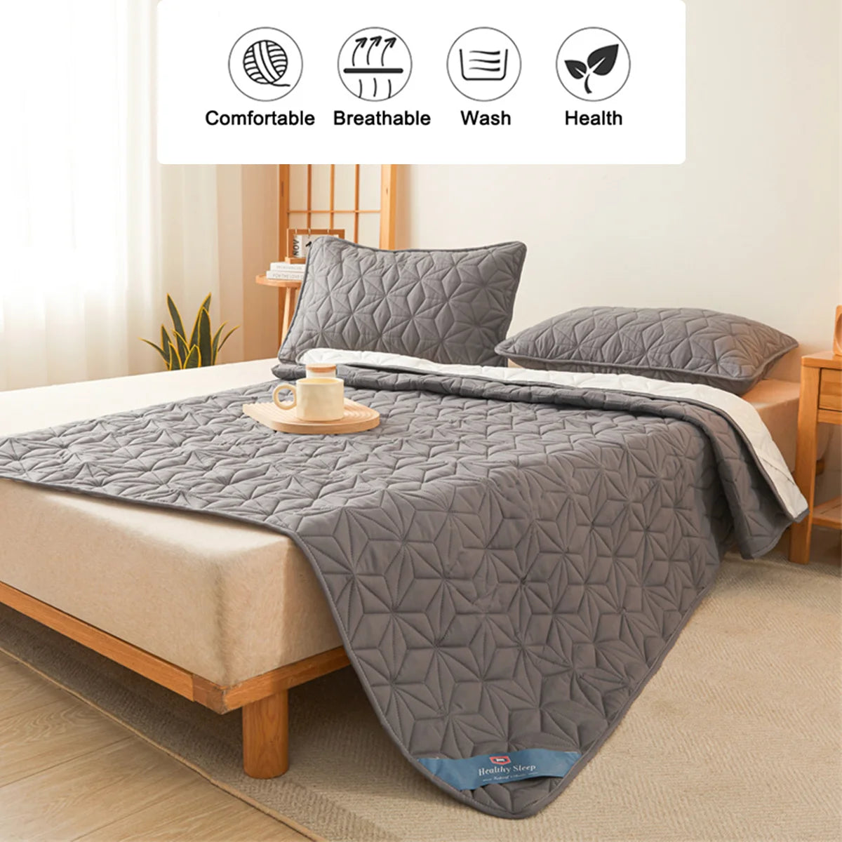 couvre lit gris motif géométrique moderne ruban adhésif lit double grande taille