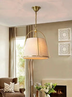 suspension lumineuse or tissu texturé classique chambre salon élégante opaque métal lisse