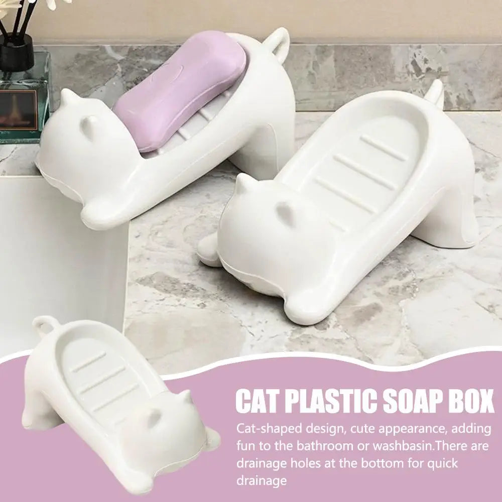 porte savon chat blanc égouttoir éponge mignon décoration maison plateau savon forme animale decorative