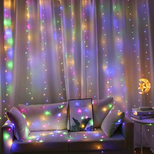 rideau lumineux led décoration chambre guirlande féerique télécommande usb blanc beige multicolore moderne