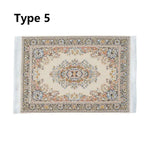 tapis ornements floraux géométriques classique rouge bleu rose beige vert adhésif poupées accessoire