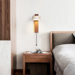 lampe murale led bois naturel interrupteur tissu beige moderne fixée cuisine chambre