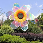 décoratif moderne fleur colorée rayures orange jaune bleu rose vert tringle noire extérieur jardin