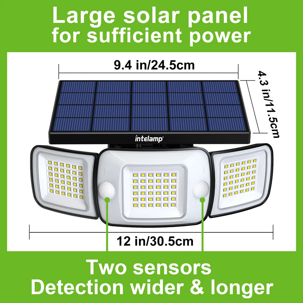lampe solaire moderne capteurs mouvement panneau solaire noir blanc haute luminositéextérieur sécurité jardin garage
