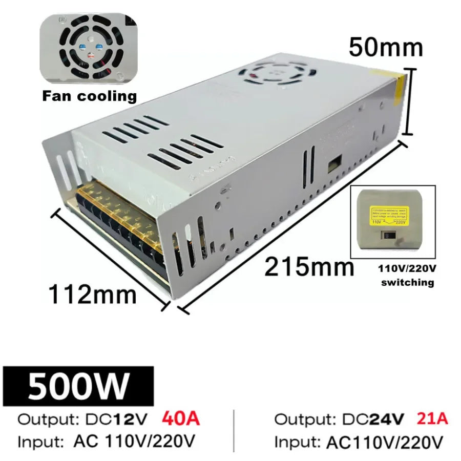 transformateur alimentation électrique ac vers dc bande led intérieur aluminium 12v 24v 48v