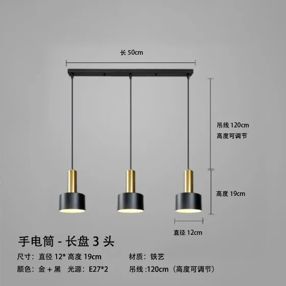 luminaire suspendu moderne multi lumières noir doré salon chambre minimalistetablebarre