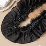 ruban dentelle vintage blanc noir fronces élégant soirée décoration couture 1mètre
