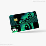 étui carte bancaire kiss land personnages vert noir adhésif moderne graphique sécurité illustration