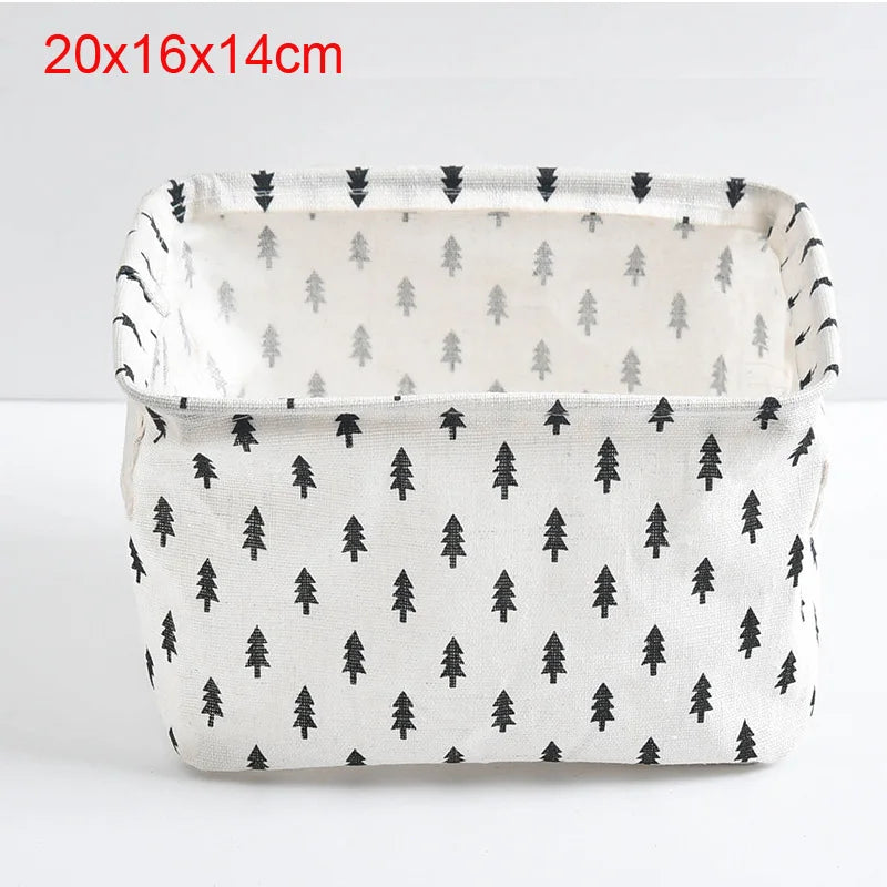 panier rangement pliant lin blanc noir rayures lettres poignées cuir moderne