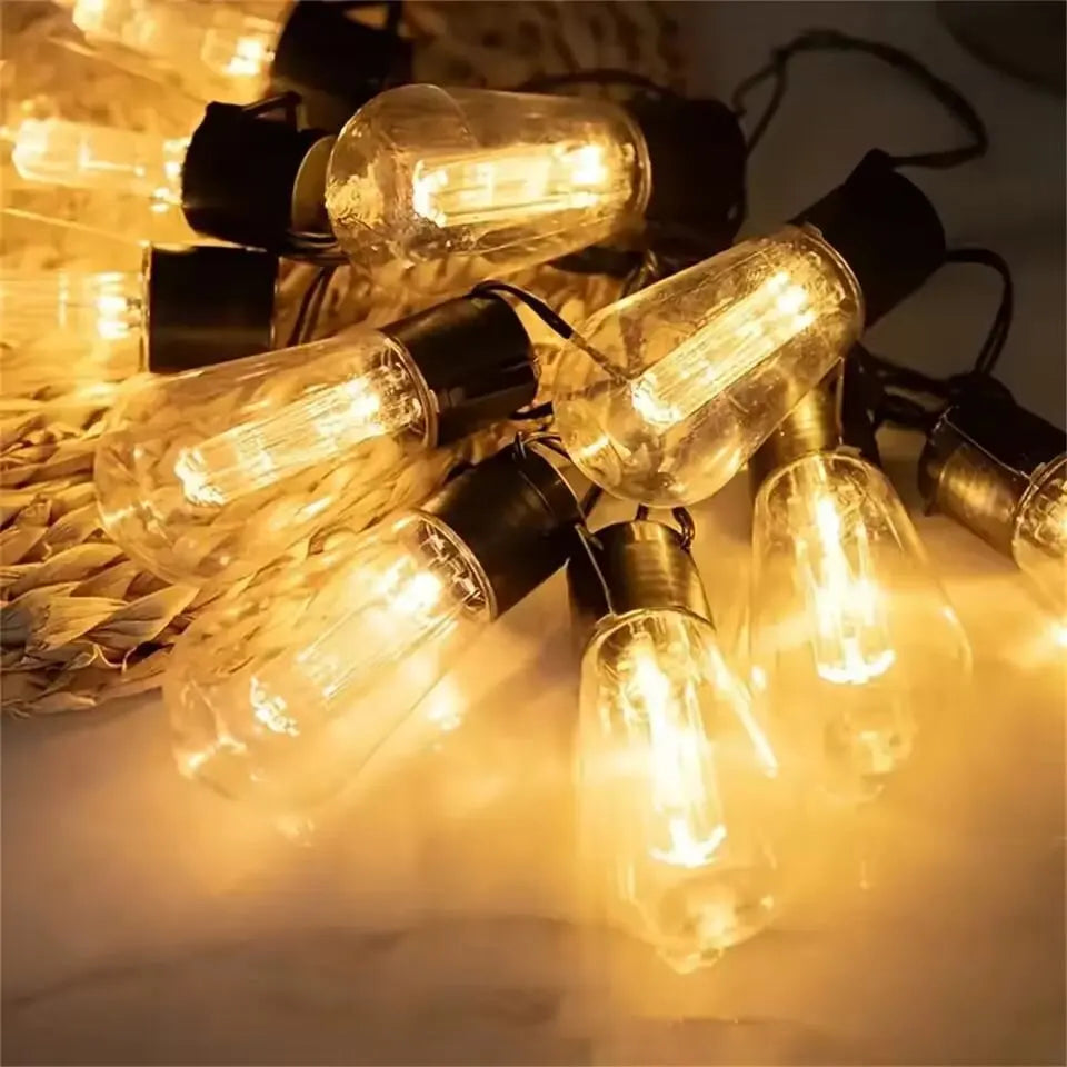 guirlande lumineuse solaire led ampoules edison vintage 5m 10led 8m 20led jaune orangé noir