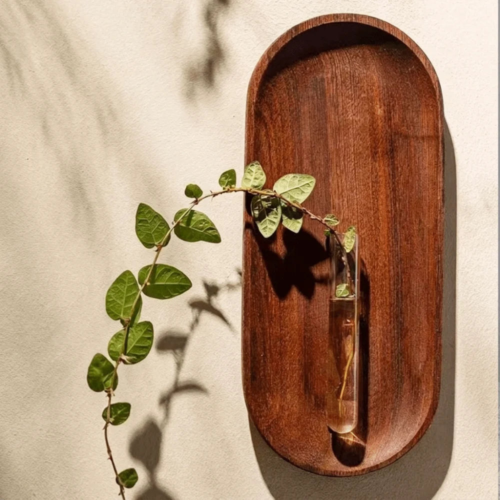support mural plantes bois moderne minimaliste marron clair lisse artificielles