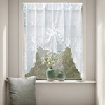 rideau floral transparent polyester blanc dentelle champêtre plissé intérieur extérieur boutiquehôtelcafé