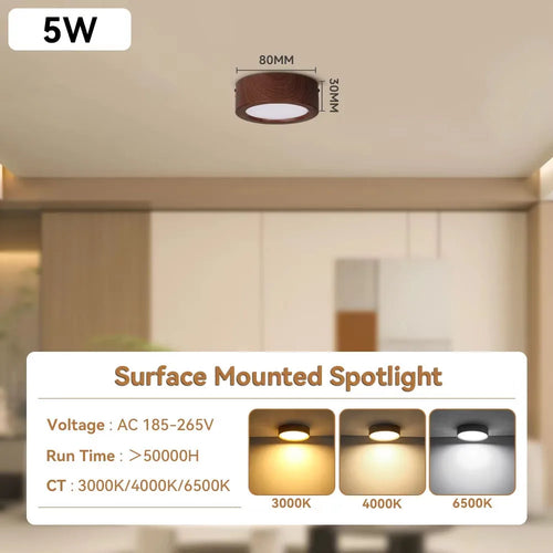 lampe led encastrable bois grain moderne facile éclairage chambre couloir 10w 15w 25w