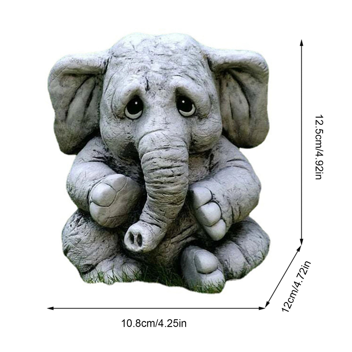 statue éléphant gris blanc décoratif jardin animalier texturé extérieur triste expressioniauxenfantin herbe vigne