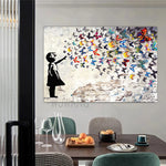 tableau abstrait enfant papillons colorés moderne sans cadre chambre salon chambre enfant