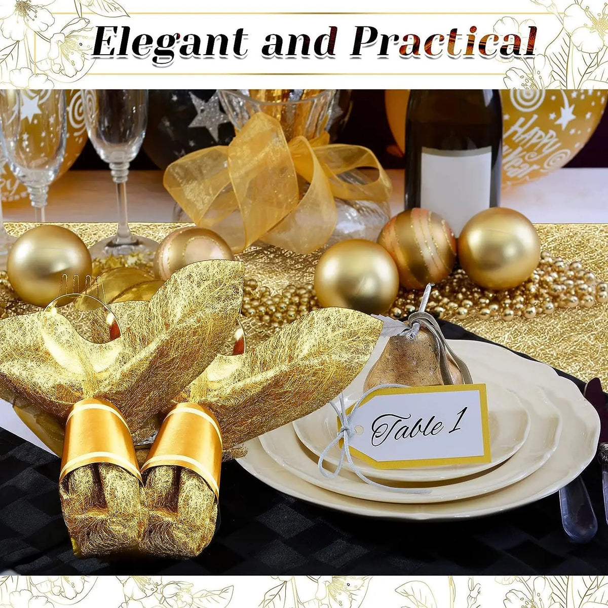 chemin table doré effet métallique élégant maison événement noël mariage