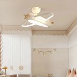lampe suspendue avion forme moderne enfantine blanc bleu clair finition mat chaînes led