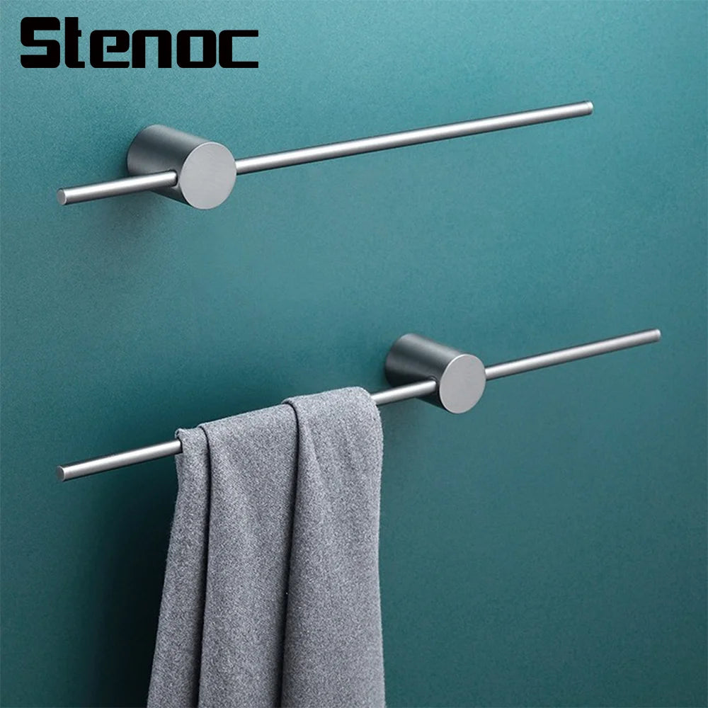 porte serviettes gris métallisé cuivre ajustable sans perçage salle bain moderne fixations