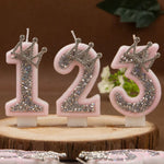 bougies chiffres rose pâle strass argenté décoratives anniversaire princesse couronne festive création